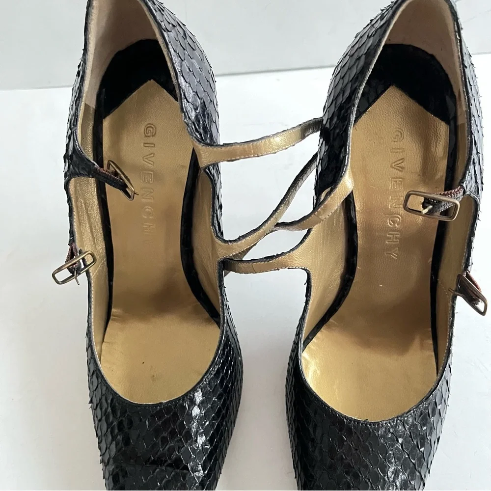 Givenchy black python Mary Jane heels 37.5